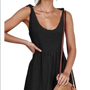 NWT beach dress ~ shoulder tie ~ black ~ medium
